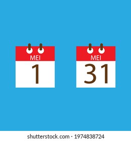 Mei calender sign set vector