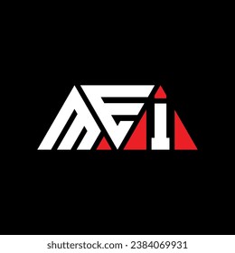 MEI triangle letter logo design with triangle shape. MEI triangle logo design monogram. MEI triangle vector logo template with red color. MEI triangular logo Simple, Elegant, and Luxurious design.