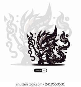 [ MEIJICRAFT ] Silhouette Of Dragon Monster Mascot Logo Icon 
