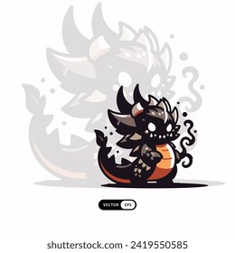 [ MEIJICRAFT ] Silhouette Of Dragon Monster Mascot Logo Icon 
