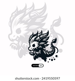 [ MEIJICRAFT ] Silhouette Of Dragon Monster Mascot Logo Icon 
