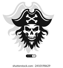 [ MEIJICRAFT ] Silhouette Simple Pirate Skull Simple Icon  Best For your Logo Pirates Logo