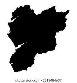 Mapa de Meirionnydd, distrito de Gales. Ilustración vectorial.