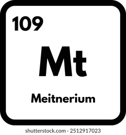 Icono de elemento químico intermedio aislado sobre fondo blanco. Vector de icono de meitnerium