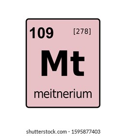 Meitnerium chemical element of periodic table. Sign with atomic number.