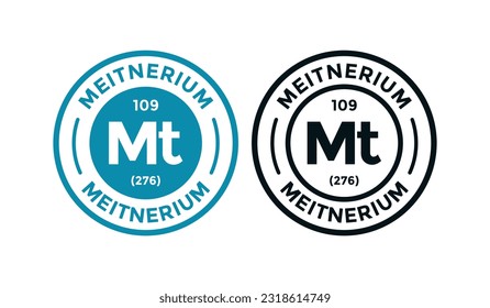 MEITNERIUM logo badge design. this is chemical element of periodic table symbol. Suitable for business, technology, molecule, atomic symbol 