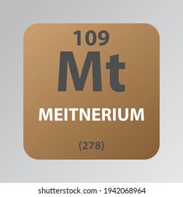 Diagrama de la ilustración del vector del meitnerium Mt Chemical, con número atómico y masa. Diseño plano simple para educación, laboratorio, clase de ciencias.

