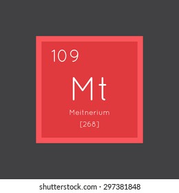 Meitnerium simple style tile icon. Chemical element of periodic table. Vector illustration EPS8