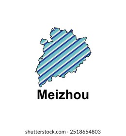 Meizhou map. vector map of Chinese capital Country colorful design, illustration design template on white background