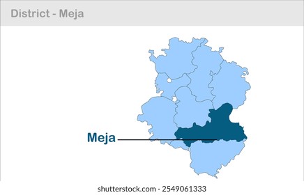 Mapa do sub-distrito de Meja, Distrito de Allahabad, Estado de Uttar Pradesh, República da Índia, Governo de Uttar Pradesh, Território indiano, Índia Oriental, Política, Aldeia, Turismo