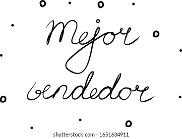 Mejor vendedor phrase handwritten with a calligraphy brush. Best seller in spanish. Modern brush calligraphy. Isolated word black