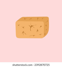 Meju.This is a brick of dried fermented soybeans. Illustration