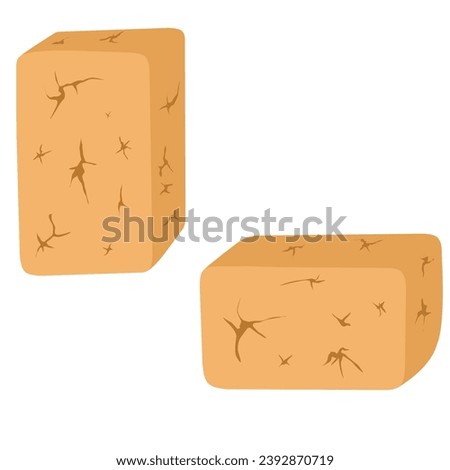Meju.This is a brick of dried fermented soybeans. Illustration