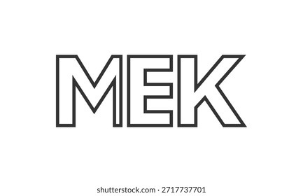 Modelo de design de logotipo MEK com texto em negrito forte e moderno. Logotipo vetorial inicial com tipografia simples e mínima. Identidade de empresa moderna ideal para a presença de marca de empresas.