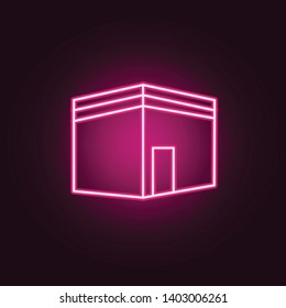 Mekka mosque neon icon. Elements of Religion set. Simple icon for websites, web design, mobile app, info graphics