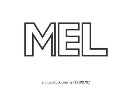 Modelo de design de logotipo MEL com texto em negrito forte e moderno. Logotipo vetorial inicial com tipografia simples e mínima. Identidade de empresa moderna ideal para a presença de marca de empresas.
