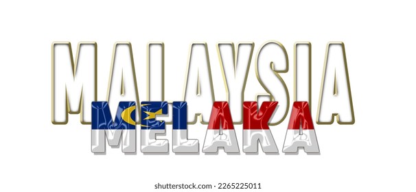 Melaka Malaysia 3d light bulb alphabet with gold frame isolated on white background. gold glossy dripping  font. Vector illustration.