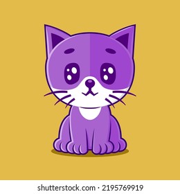 Melancholic kitten with sad eyes vector illustration