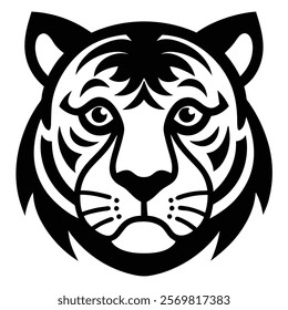 Melancholic Tiger Face Silhouette for Art Projects