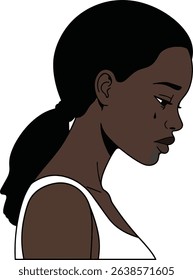 Melancholy Black Woman Profile A Pensive Portrait Illustration