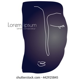 Melancholy woman face with text