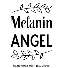 Melanin Angel. Isolated Vector Quote