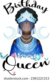 Melanin Birthday Queen African American Afro Girls Women T-Shirt