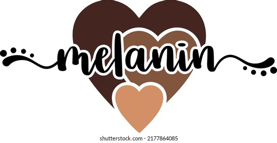 Melanin hearts with many shadows of brown. Design for black people. 