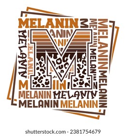 Melanin typography design with big leopard letter M and shadows of broun