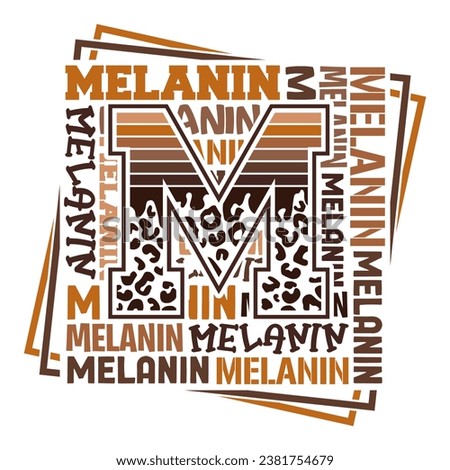 Melanin typography design with big leopard letter M and shadows of broun