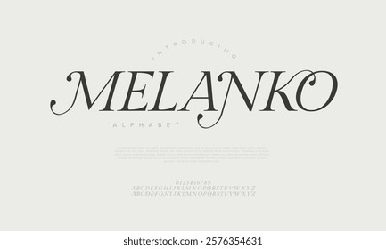 Melanko typography beauty fashion elegant minimalist serif italic fonts decorative wedding vintage retro logos. Minimal luxury font alphabet logo. Vector illustration