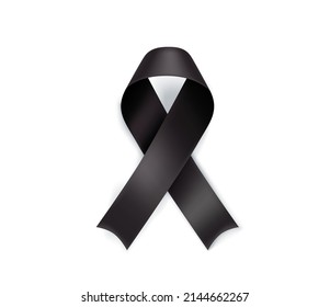 Melanoma awareness month symbol. Black ribbon isolated on white background