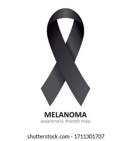 Melanoma Black Color Ribbon Vector