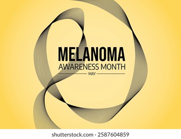 Melanoma Cancer Awareness Month banner. 3D black ribbon typographic poster. Symbol of the fight against melanoma cancer.