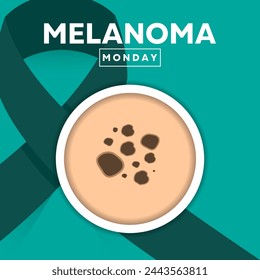 Melanoma Monday. Skin and ribbon. Great for cards, banners, posters, social media and more. Green background.