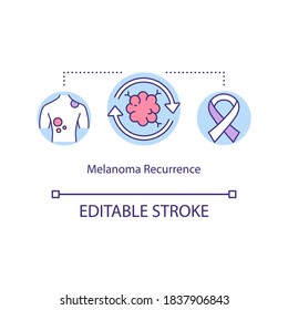 Melanoma recurrence concept icon. Skin disease. Locally recurrent cancer. Melanoma comeback idea thin line illustration. Vector isolated outline RGB color drawing. Editable stroke