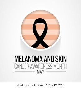 Melanoma and skin cancer awareness month observed each year in May, Exposure to ultraviolet (UV) rays causes most cases of melanoma, the deadliest kind of skin cancer. Vector illustration.