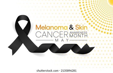 El melanoma y el mes de concienciación sobre el cáncer de piel que se observan cada año en mayo, la exposición a rayos ultravioletas (UV) provoca la mayoría de los casos de melanoma, el tipo de cáncer de piel más mortífero. Ilustración vectorial.