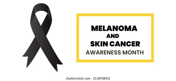 Melanoma and skin cancer awareness vector illustration concept with black ribbon theme. Can used for medical projects, banner, background, web page, social media post and print.