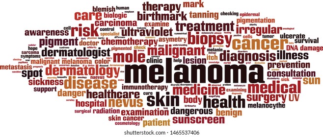 Melanoma word cloud concept. Collage made of words about melanoma. Vector illustration 