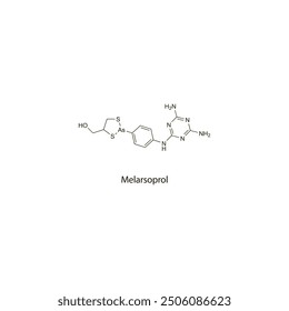 Melarsoprol estructura molecular esquelética plana Fármaco antiprotozoario utilizado en el tratamiento de la tripanosomiasis africana. Diagrama científico de la Ilustración vectorial.