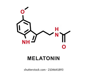 Fórmula química de la melatonina. Estructura molecular química de la melatonina. Ilustración del vector