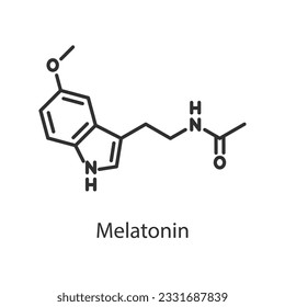 Melatonin hormone. Line with editable stroke