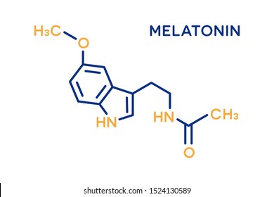 Melatonin Hormone Molecular Formula. Human Body Hormones Symbol