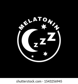 Melatonin icon. Sleeping problems sign. Sleeping disorder, nightmare, sleeplessness pictogram. Medical, healthcare, healthy lifestyle concept. Editable vector illustration in white color.  