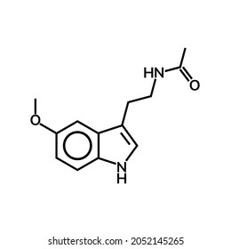 Melatonin molecular structure or chemical formula vector icon on white background