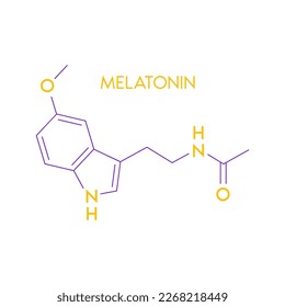 Melatonin structural chemical formula isolated on white background. Hormone melatonin promote deep sleep. Medical scientific concepts. Vector EPS10 illustration.