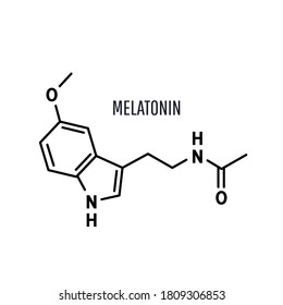 Fórmula química estructural de melatonina sobre fondo blanco