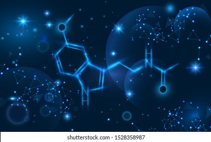 Melatonin structure. Abstract image of Melatonin formula in the form of a starry sky or space. Circadian rhythm. vector wireframe concept, polygonal mesh art