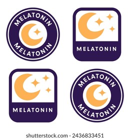 Melatonin Vector Labels. Stickers for products with melatonin for better sleep.